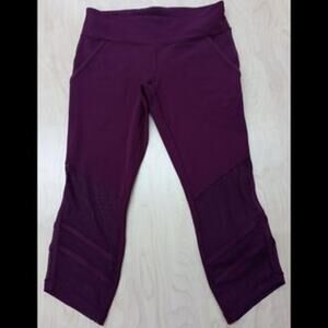 Ivivva by Lululemon Burgundy mesh capri leggings size 14 girls sporty yoga gym